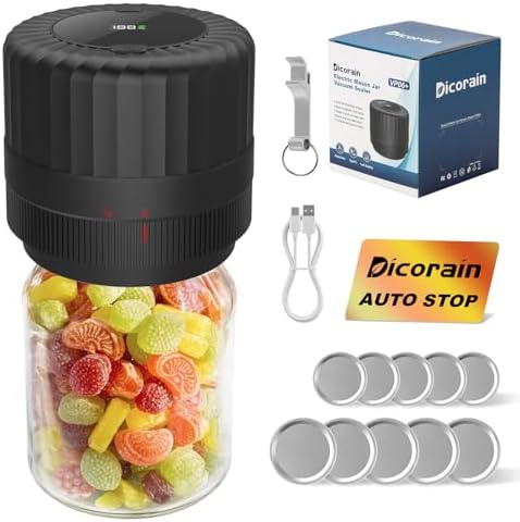 Dicorain Electric Mason Jar Vacuum Sealer Kit Auto Seal