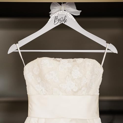 Yuntau Bride Wedding Dress Hanger with Pearl Ribbon Bow