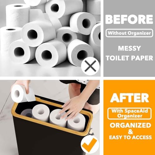 SpaceAid Extra Large Toilet Paper Storage with Lid Black