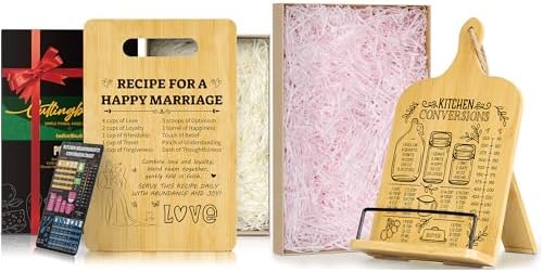 Happy Marriage Cutting Board with Cookbook Stand