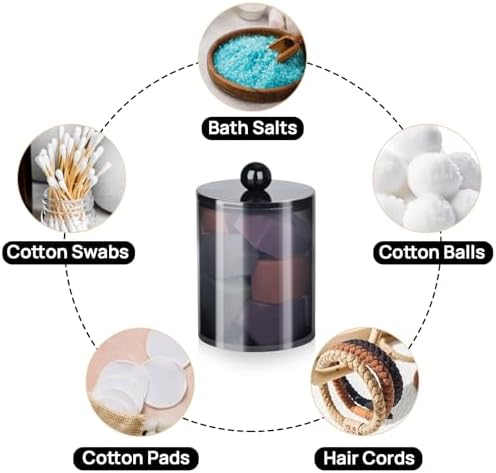 2 Pack Qtip Holder Canister Apothecary Jar Set for Cotton Swabs