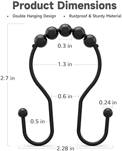 Double Shower Hooks for Curtain Liner and Curtain