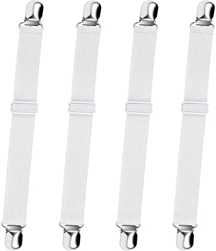 Sopito Adjustable Elastic Sheet Straps 4Pcs White