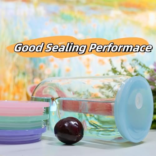 4 Pack Acrylic Lids for Glass Cups with Bamboo Lids and Straws