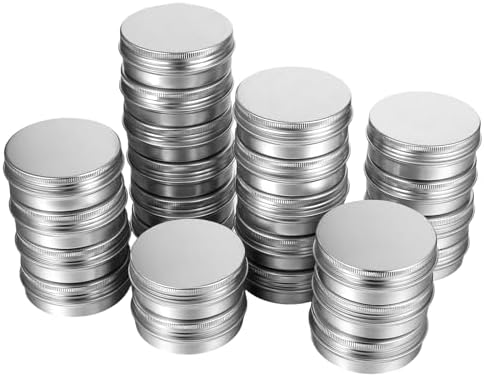 48 Pcs Aluminum Round Cans with Screw Top Lids