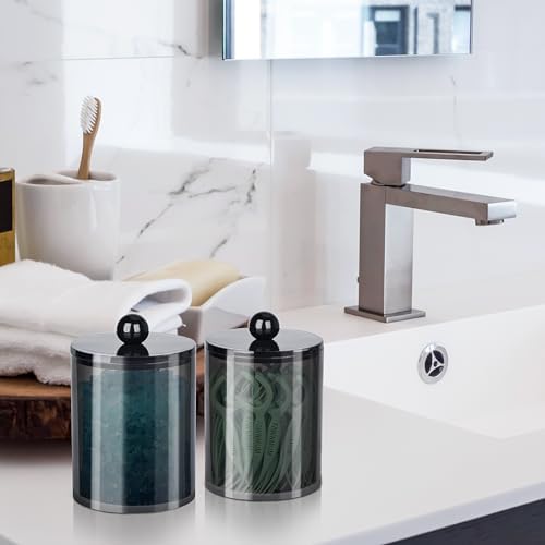 2 Pack Qtip Holder Canister Apothecary Jar Set for Cotton Swabs