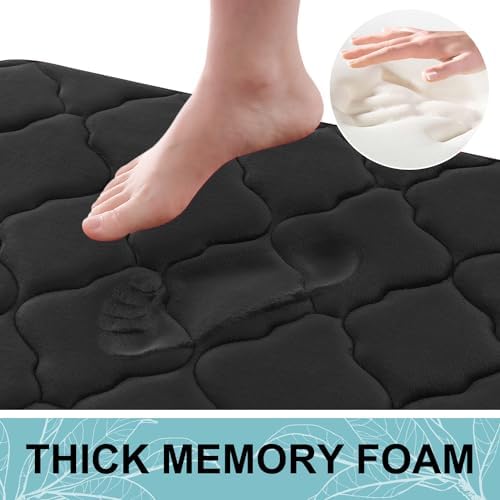OLANLY Memory Foam Bath Mat Rug 24x16 Black