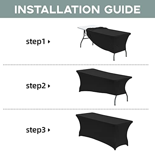 CWK 6FT Waterproof Stretch Spandex Table Cover Black