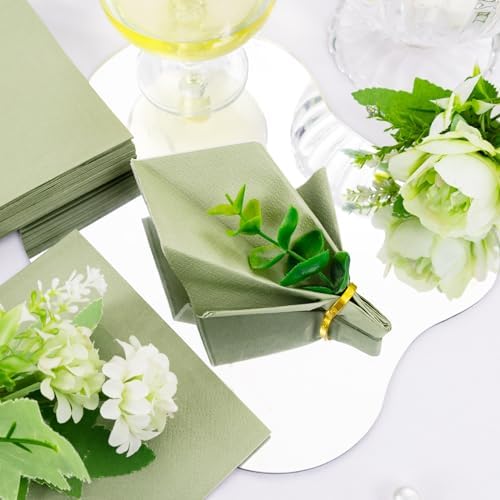 FLOWERCAT 100 Count 2 Ply Green Cocktail Napkins for Party Easter