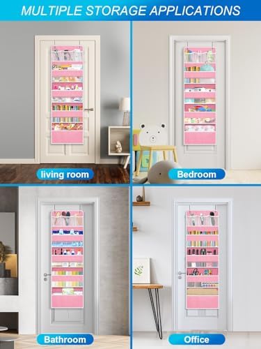 2 Pack Over Door Organizer with Clear Window and 4 Large Pockets