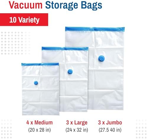 10 Pack Vacuum Storage Bags for Comforters Blankets Clothes