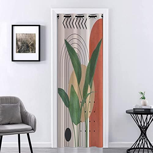 Mightree Doorway Curtain Thermal Insulated 39 x 70 Green Leaves Panel