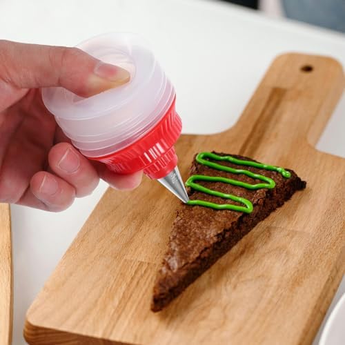 STOBAZA Icing Decorator Bottles 2Pcs with Tips