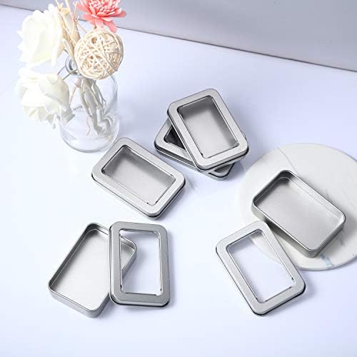 24 Piece Clear Top Tin Box Set with Lids - Silver