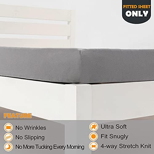 NY HOME Cot Size Fitted Sheet Only - Light Gray