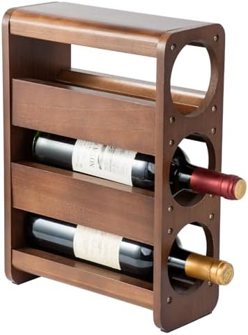 3 Bottle Tabletop Wine Rack Pine Wood Holder