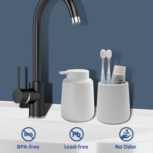Ceramic Soap Dispenser with Easy to Press Pump 12 oz White