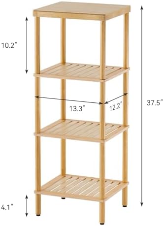 AmazerBath Bamboo 4-Tier Shelf Space Saver for Bathroom Kitchen Living Room