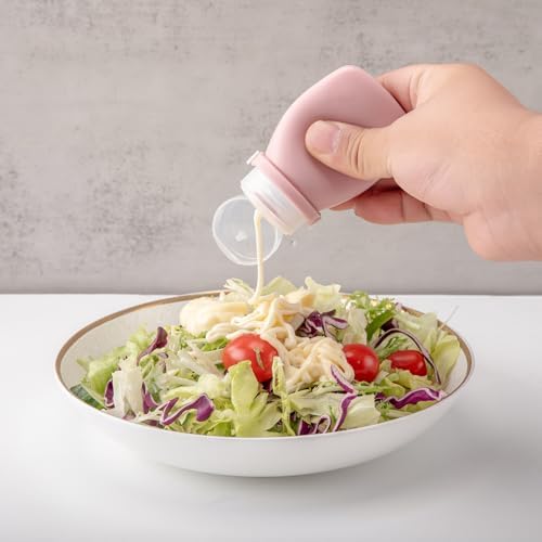 4Pcs Squeeze Salad Dressing Bottles with Bandage and Leakproof Storage