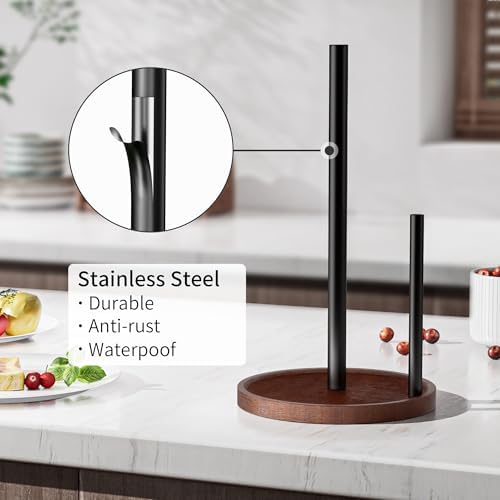 Wooden Paper Towel Holder with Stainless Steel Rods