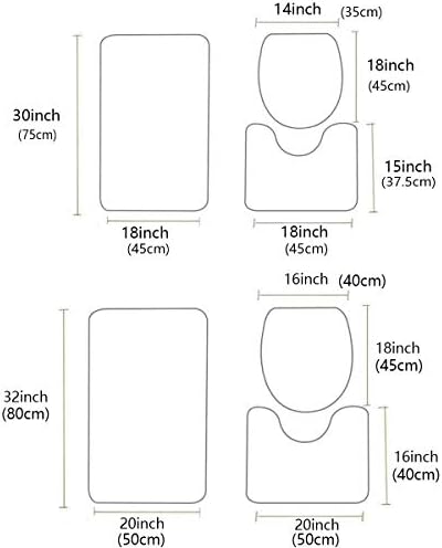 Bathroom Rug Set 3 Piece with Non-Slip Mats