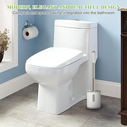 AONEZ Compact Toilet Brush Holder with Stainless Steel Handle