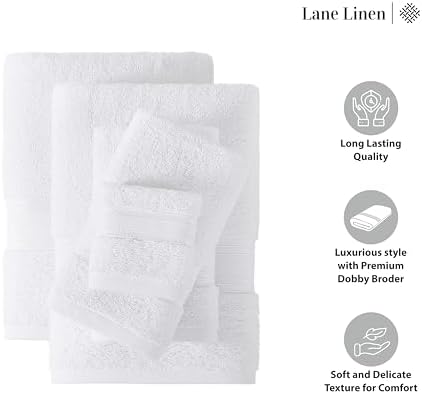 Lane Linen Luxury Bath Towel Set 3 Piece White