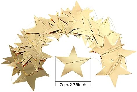 Patelai Glitter Star Garland 130 Feet Gold Decor