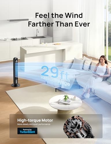 Dreo Tower Fan for Bedroom with 4 Speeds and 3 Modes