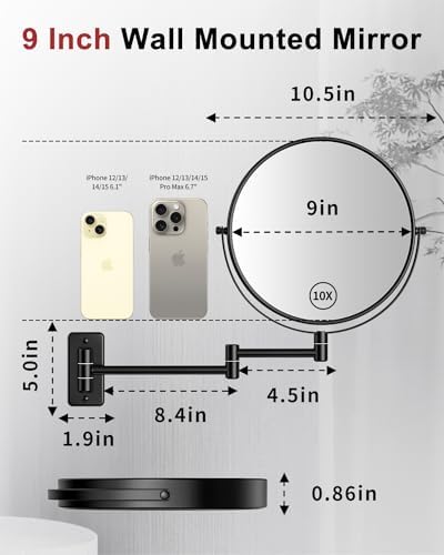 Gospire 9 Inch Double-Sided Magnifying Mirror for Men and Women