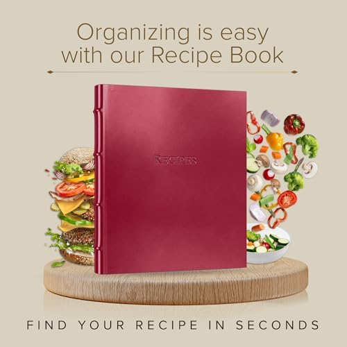 Gallery Leather Recipe Book - 3 Ring Binder with Plastic Sleeves