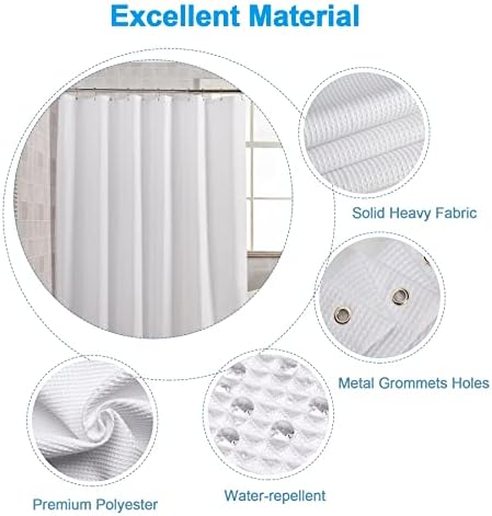 AmazerBath White Waffle Shower Curtain Heavy Duty