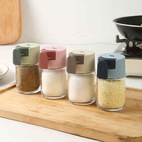 Set of 4 Mini Salt Shakers with Press Mechanism