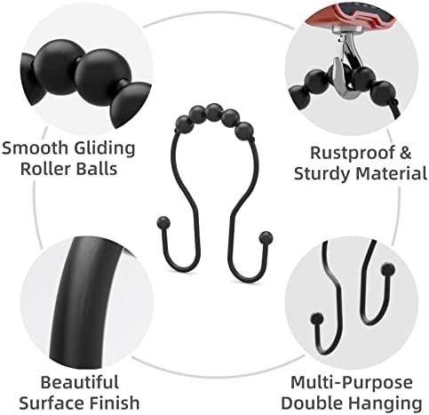 Double Shower Hooks for Curtain Liner and Curtain
