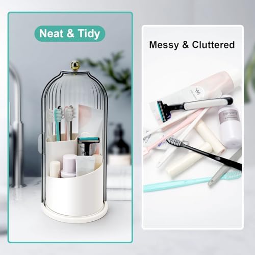 QIYVLOS Toothbrush Holder with Rotating 3 Slots