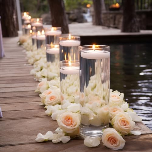 48 Pack White Floating Candles 3 Inch Unscented