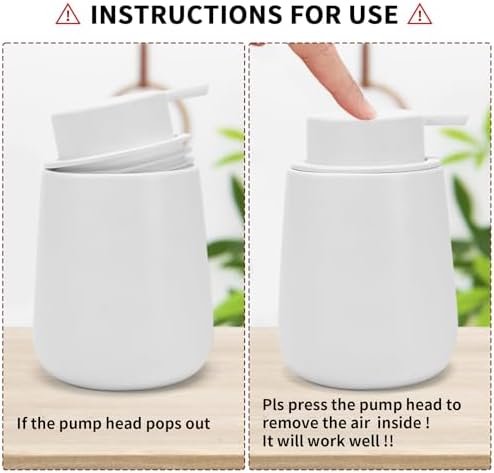 Ceramic Soap Dispenser with Easy to Press Pump 12 oz White