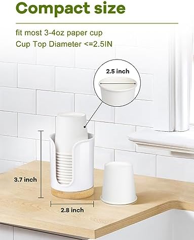 Bathroom Cup Holder Dispenser - PC and Bamboo White Pack of 1