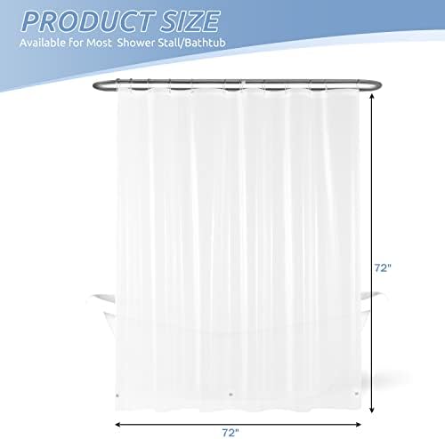 Downluxe Waterproof Clear Shower Curtain Liner - 72x72 PEVA 3 Magnets