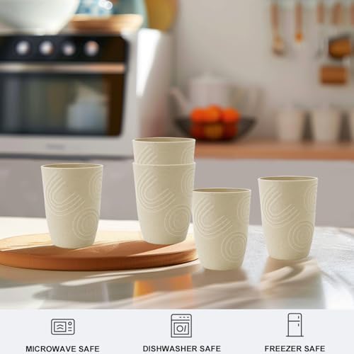 BUSOKIP 12 oz Wheat Straw Cups Set of 6 Beige