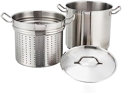 Winware 12 Quart Stainless Steamer Pasta Cooker with Cover