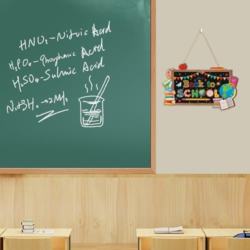 Aryroi Back to School Wood Sign with Books and Apple