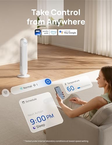 Dreo Tower Fan for Bedroom with 90 Degree Oscillating and 4 Speeds