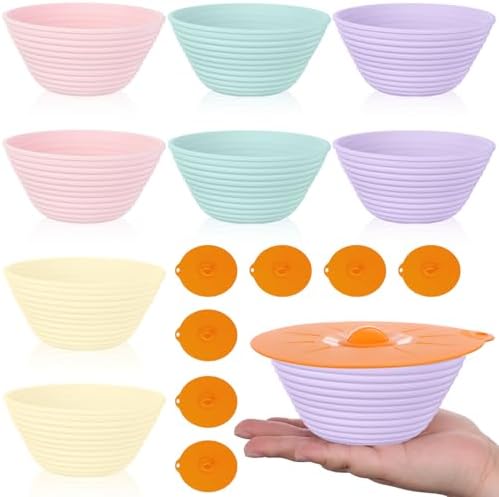 16 Pcs Mini Silicone Bread Proofing Baskets with Lids