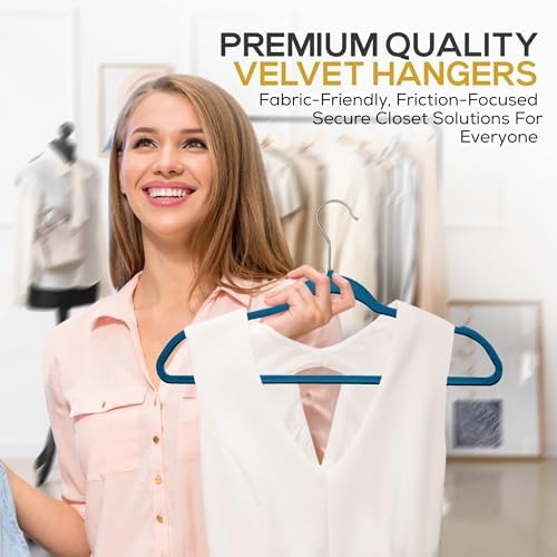 TechZoo Premium Velvet Hangers 50 Pack Blue