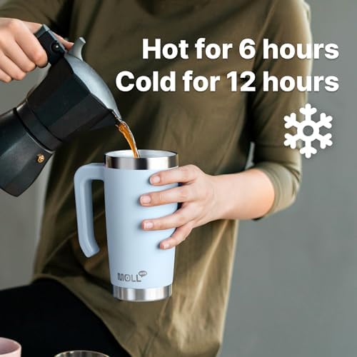 20 oz Travel Coffee Mug with Handle and Leakproof Lid