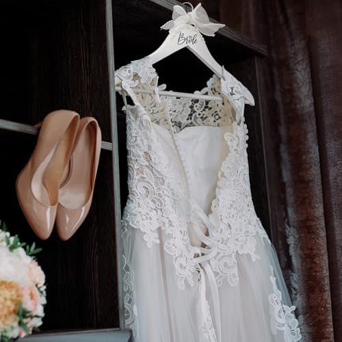 Yuntau Bride Wedding Dress Hanger with Pearl Ribbon Bow