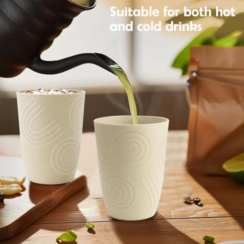 BUSOKIP 12 oz Wheat Straw Cups Set of 6 Beige