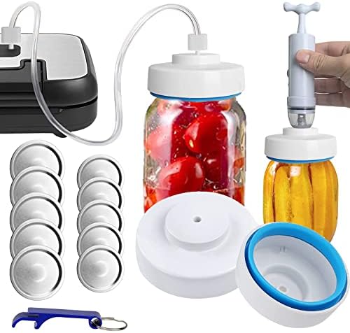 Mason Jar Vacuum Sealer Kit with Manual Pump and 5 Lids