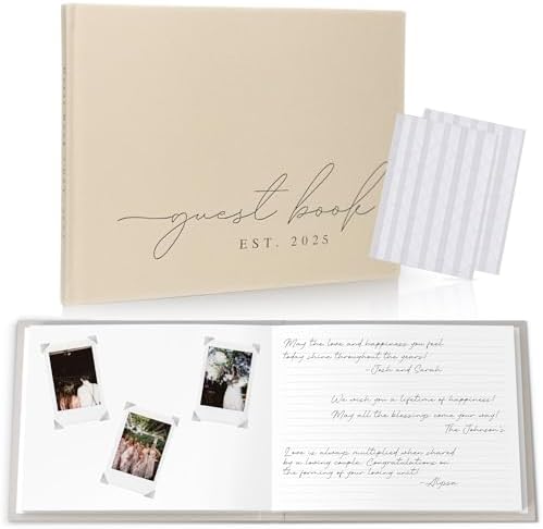 Personalized 2025 Wedding Guest Book - Linen Photo Book with 100 Pages